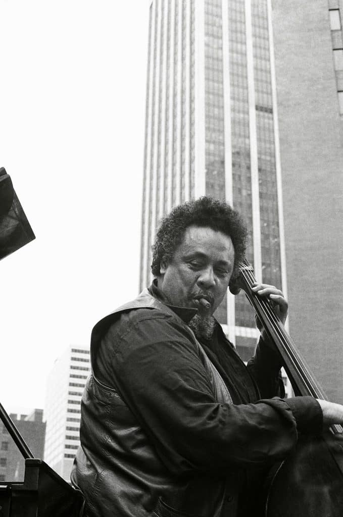 Bassist Charles Mingus playing one of his songs in New York City. 